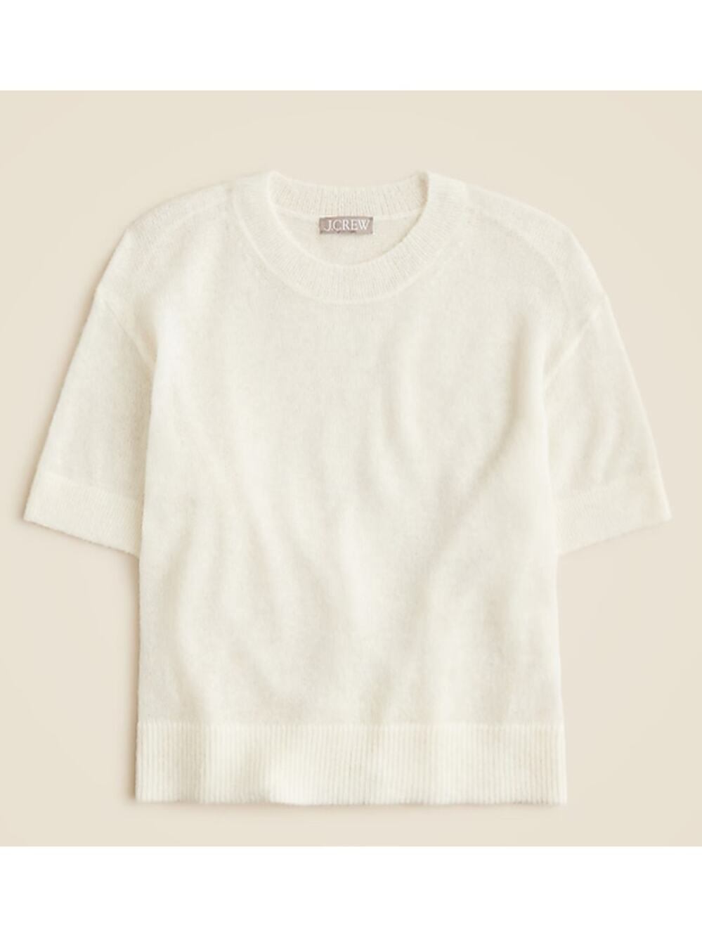 J.Crew Alpaca-Blend Oversized Sweater T-Shirt WMNS M White Crewneck Short Sleeve